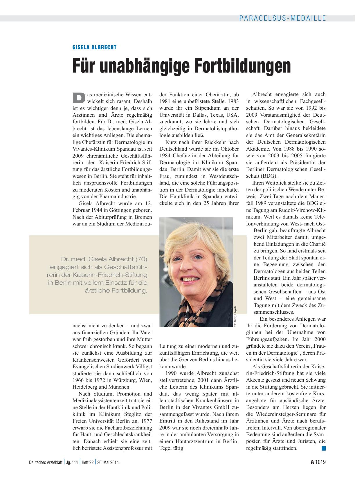 Vorschauseite 1: Gisela Albrecht: Für unabhängige Fortbildungen