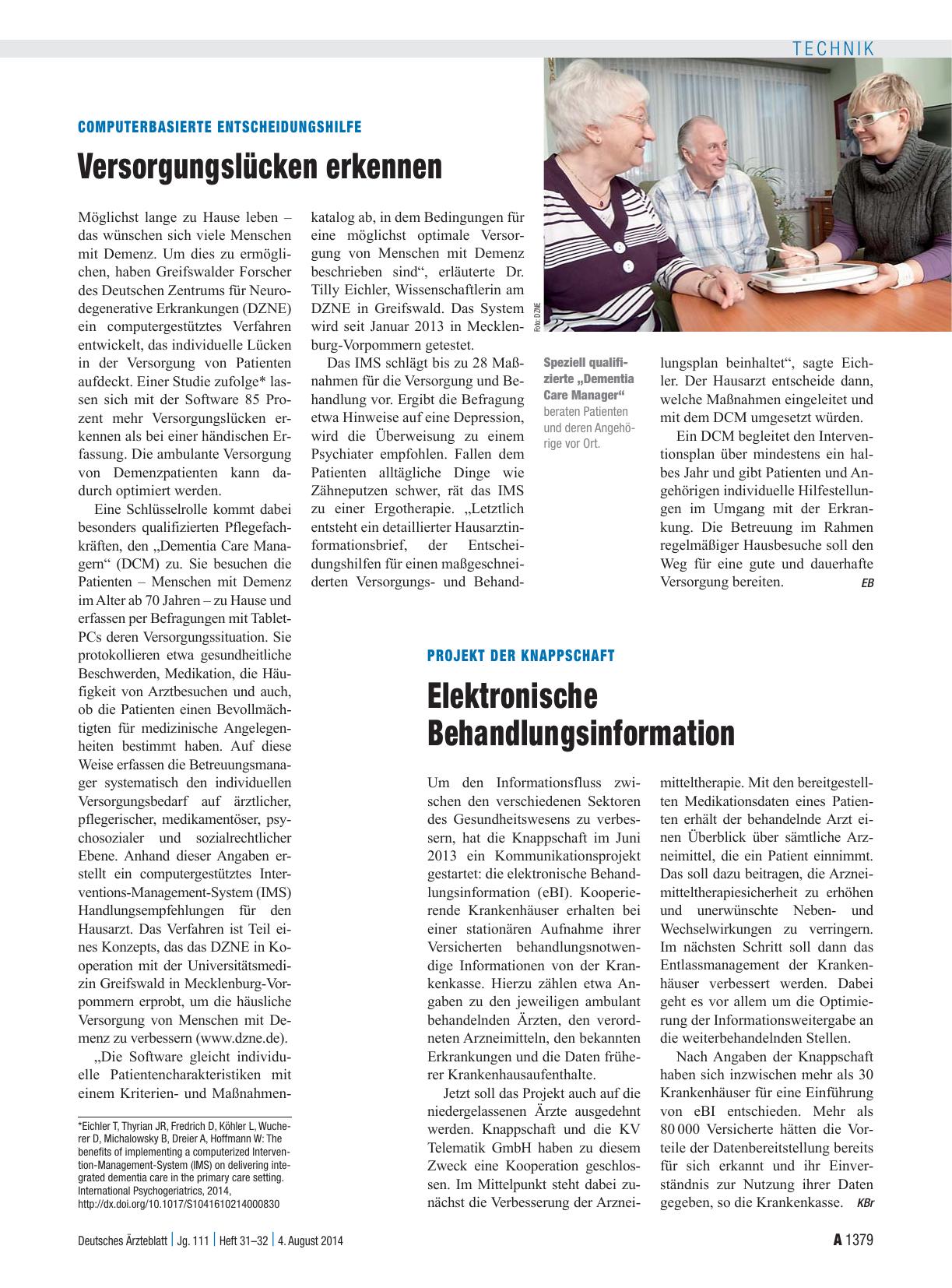 Vorschauseite 1: Projekt der Knappschaft: Elektronische Behandlungsinformation