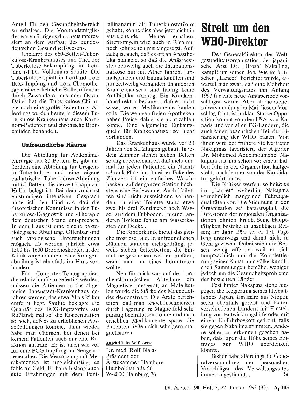 Vorschauseite 1: Streit um den WHO-Direktor