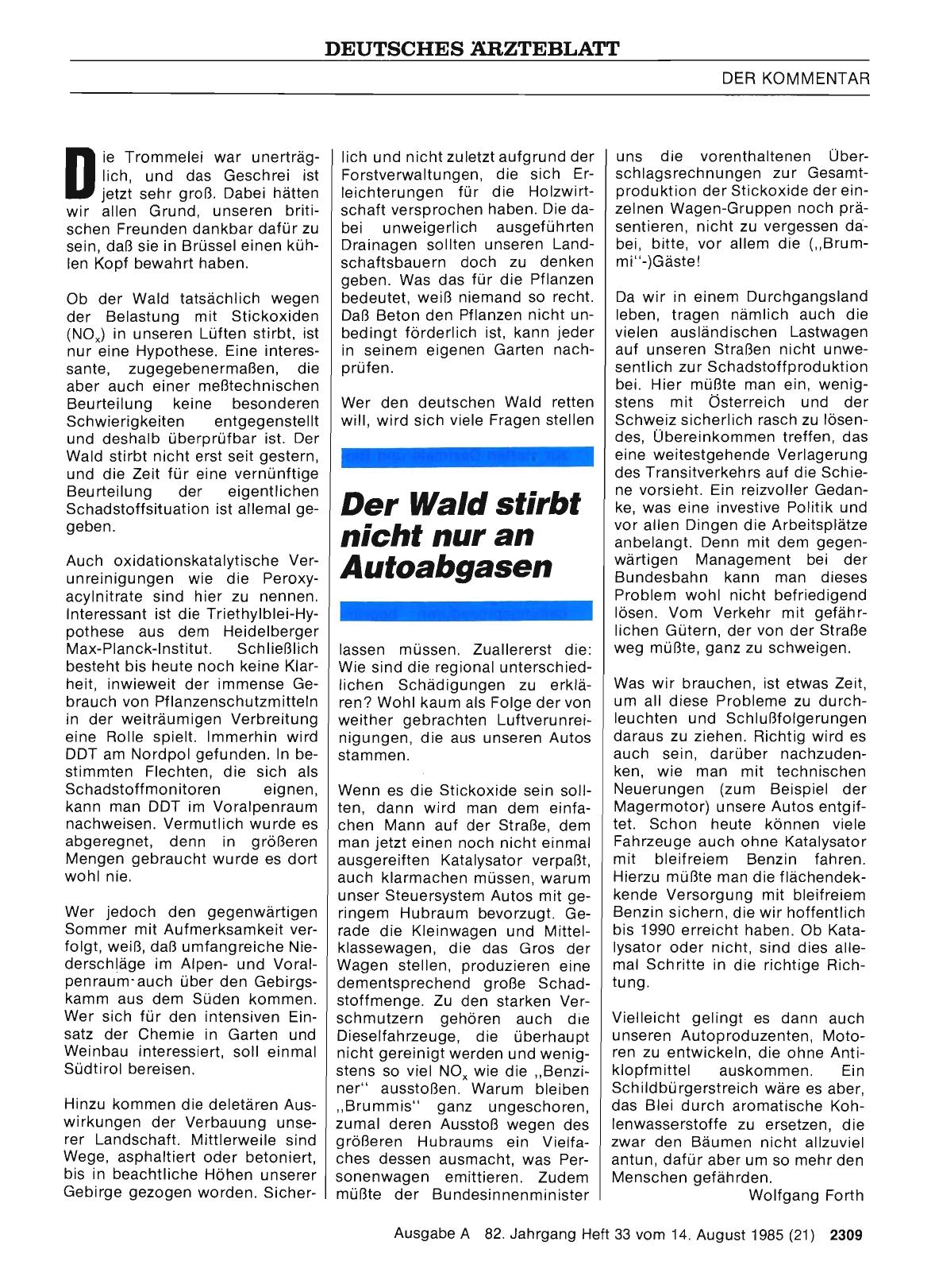 Vorschauseite 1: Der Wald stirbt nicht nur an Autoabgasen