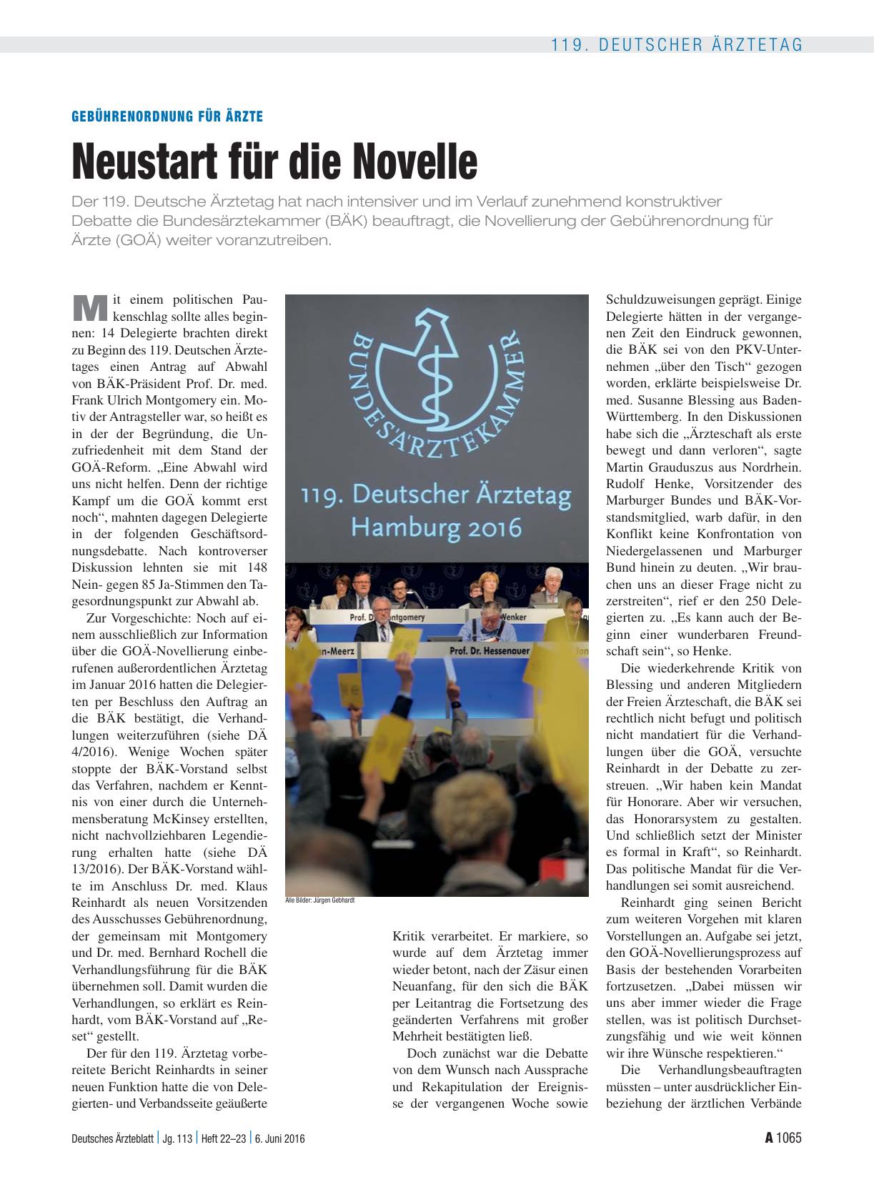 Vorschauseite 1: Gebührenordnung für Ärzte: Neustart für die Novelle