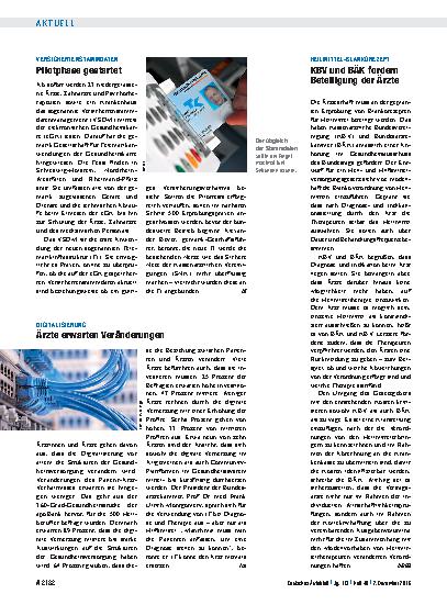 Vorschauseite 1: Digitalisierung: Ärzte erwarten Veränderungen