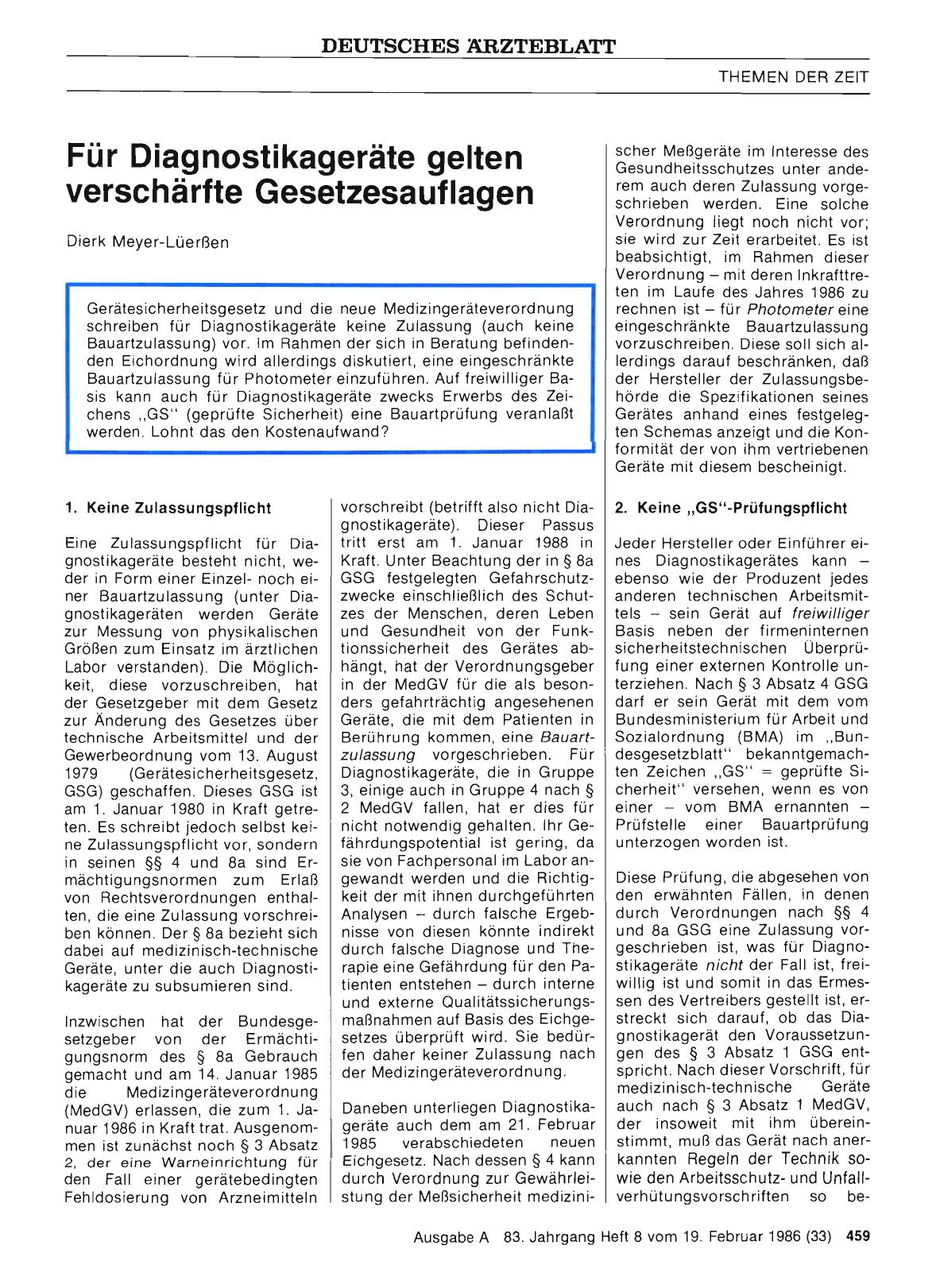 Vorschauseite 1: Für Diagnostikageräte gelten verschärfte Gesetzesauflagen