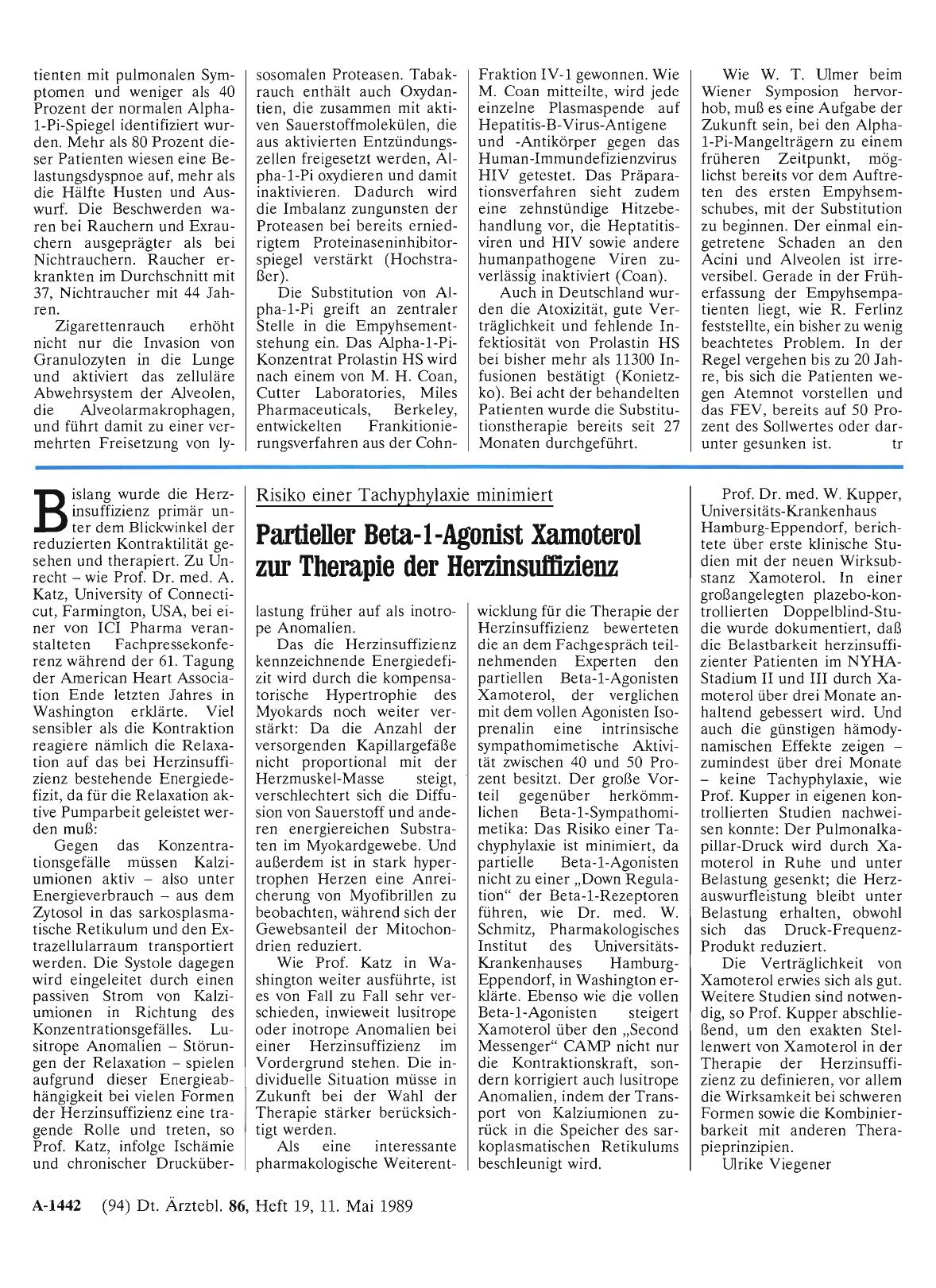 Vorschauseite 1: Risiko einer Tachyphylaxie minimiert: Partieller Beta-1-Agonist Xamoterol zur Therapie der Herzinsuffizienz
