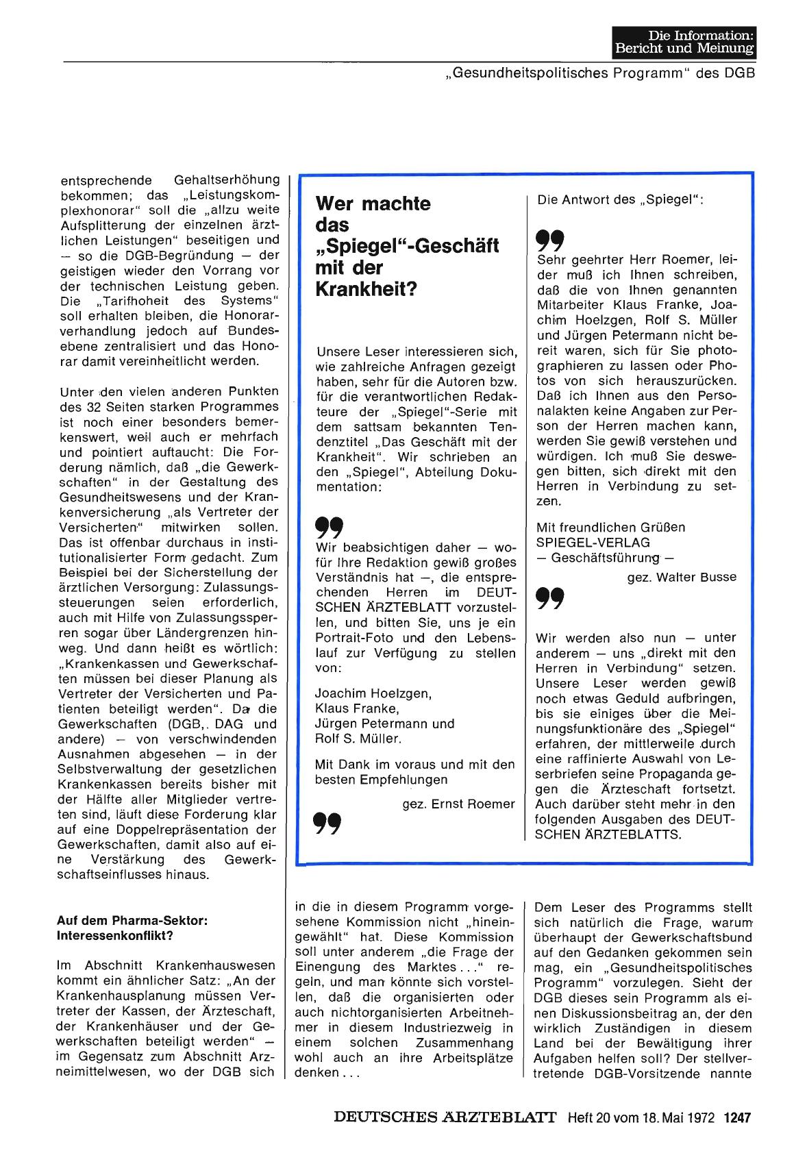 Vorschauseite 1: Wer machte das „Spiegel"-Geschäft mit der Krankheit?