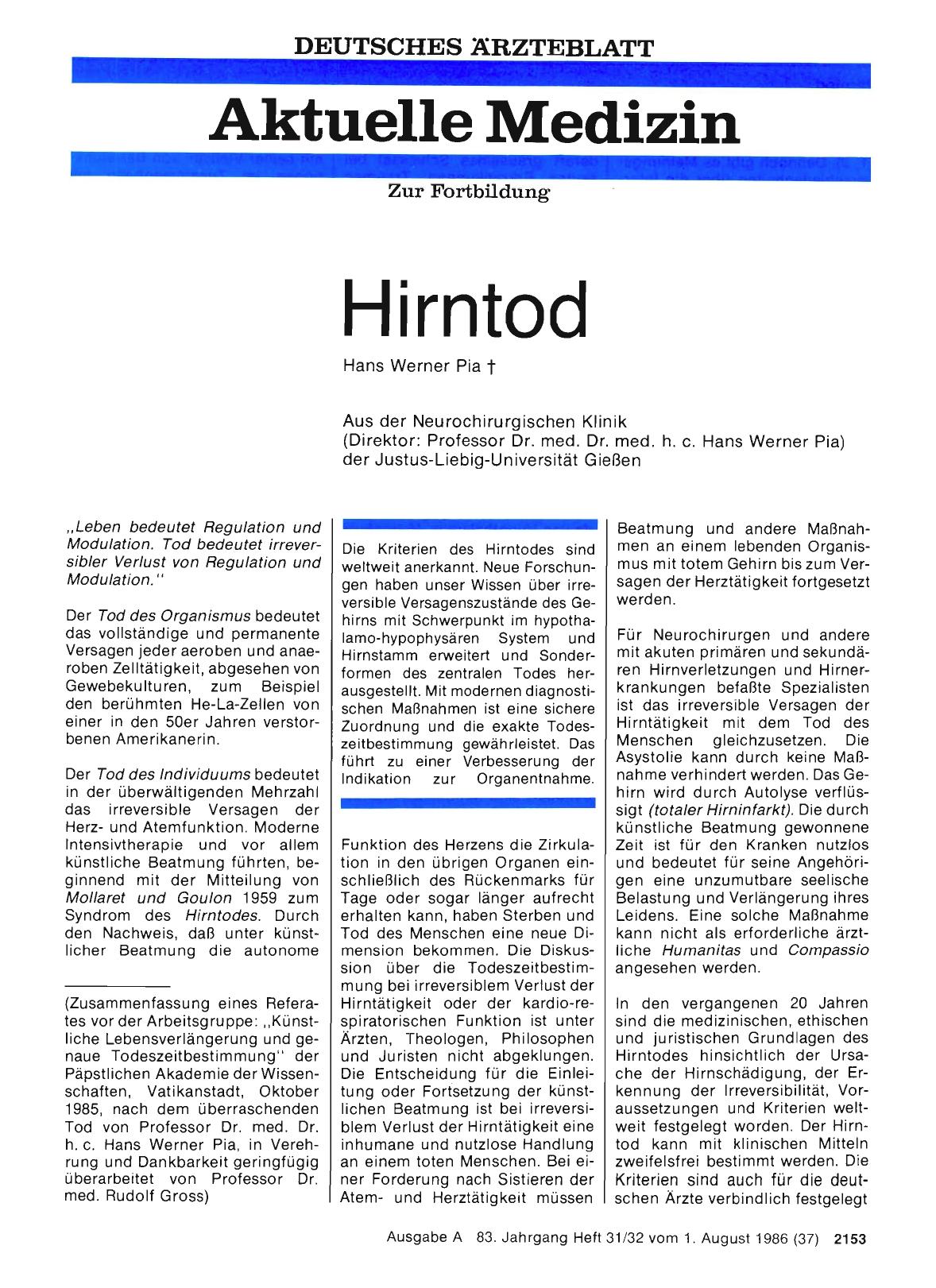 Vorschauseite 1: Hirntod