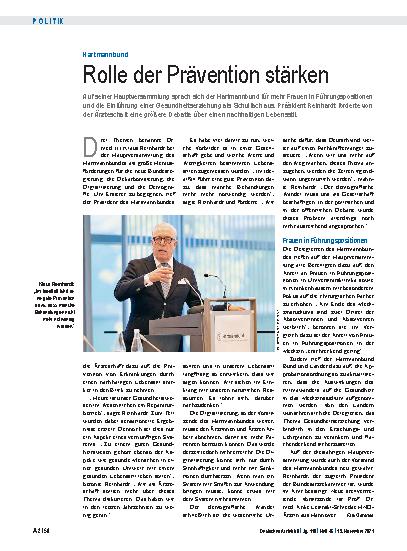 Vorschauseite 1: Hartmannbund: Rolle der Prävention stärken