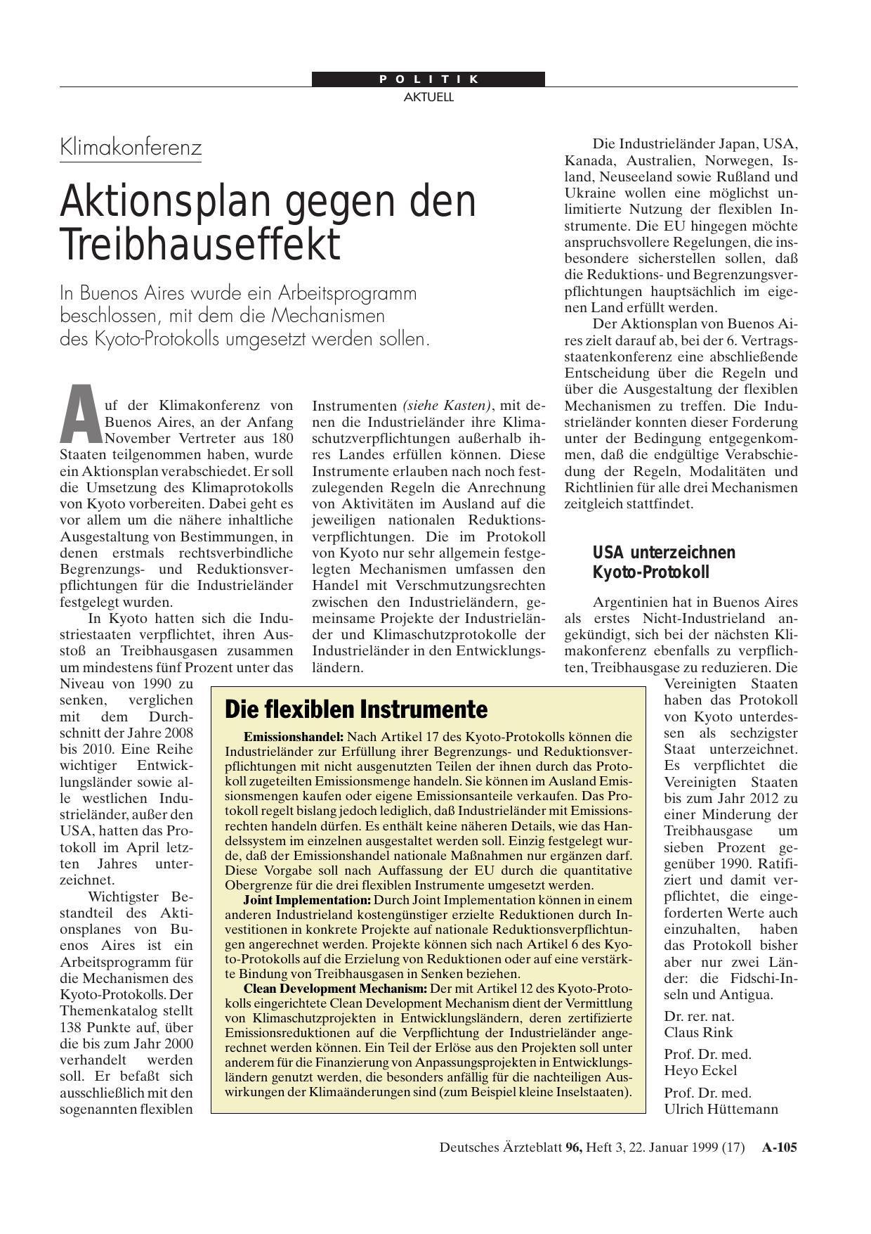 Vorschauseite 1: Klimakonferenz Aktionsplan gegen den Treibhauseffekt