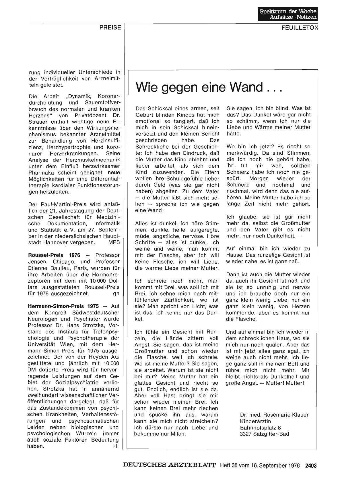 Vorschauseite 1: Wie gegen eine Wand. ..