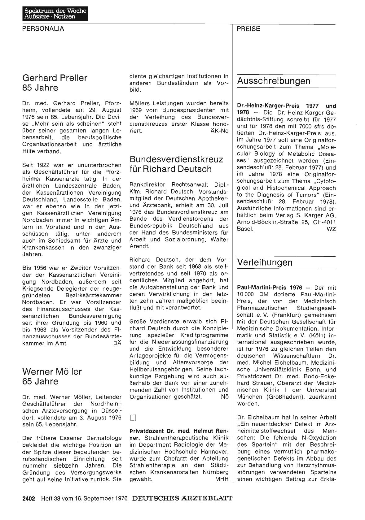 Vorschauseite 1: Privatdozent Dr. med. Helmut Renner