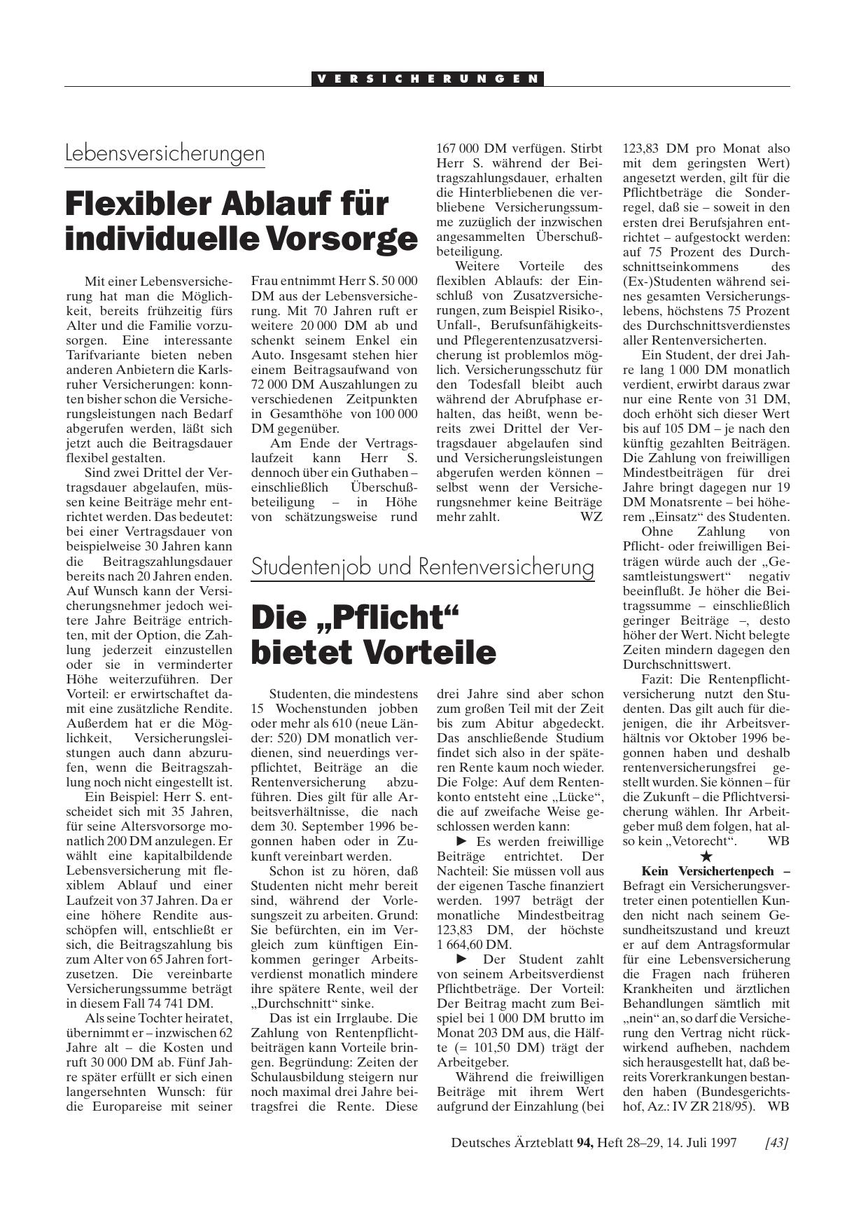 Vorschauseite 1: Lebensversicherungen: Flexibler Ablauf für individuelle Vorsorge