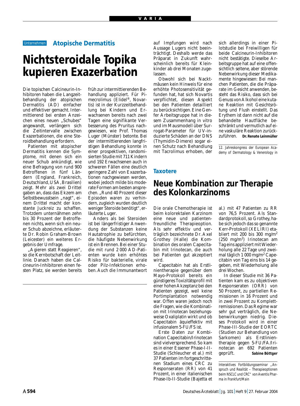 Vorschauseite 1: Atopische Dermatitis: Nichtsteroidale Topika kupieren Exazerbation