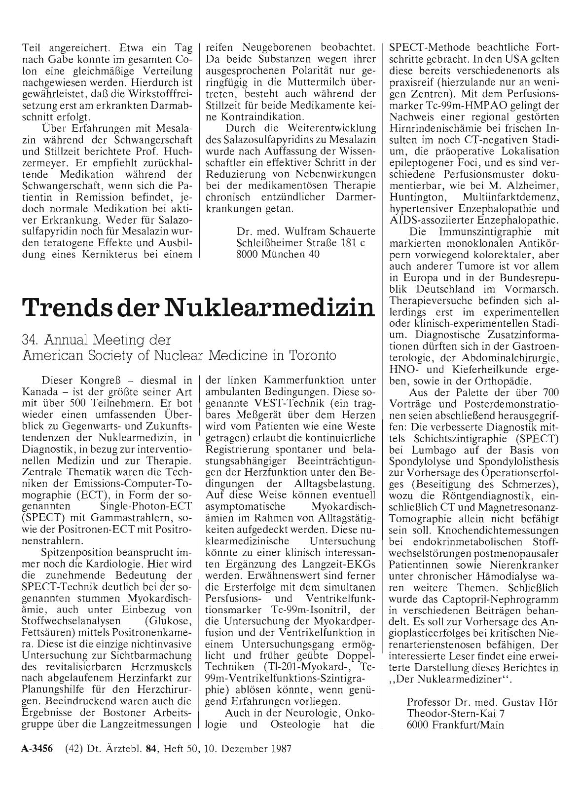 Vorschauseite 1: Trends der Nuklearmedizin: 34. Annual Meeting der American Society of Nuclear Medicine in Toronto