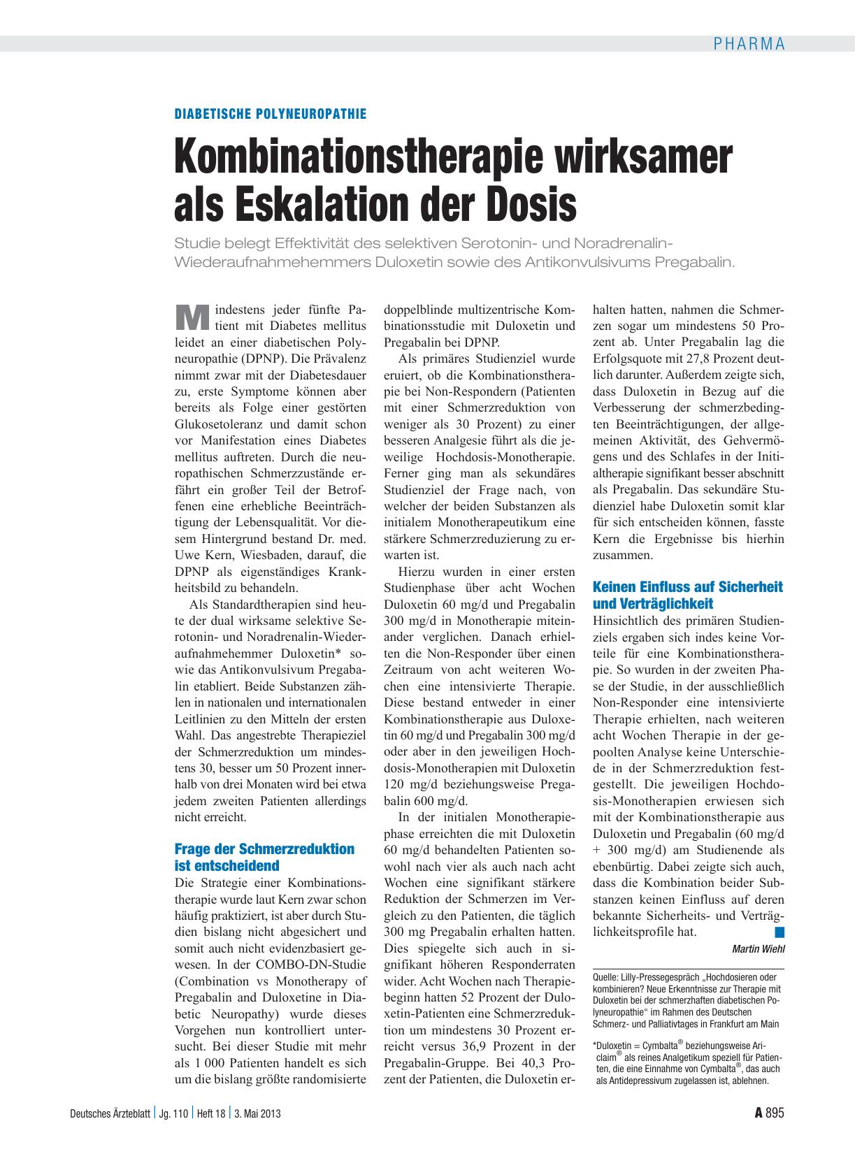 Vorschauseite 1: Diabetische Polyneuropathie: Kombinationstherapie wirksamer als Eskalation der Dosis