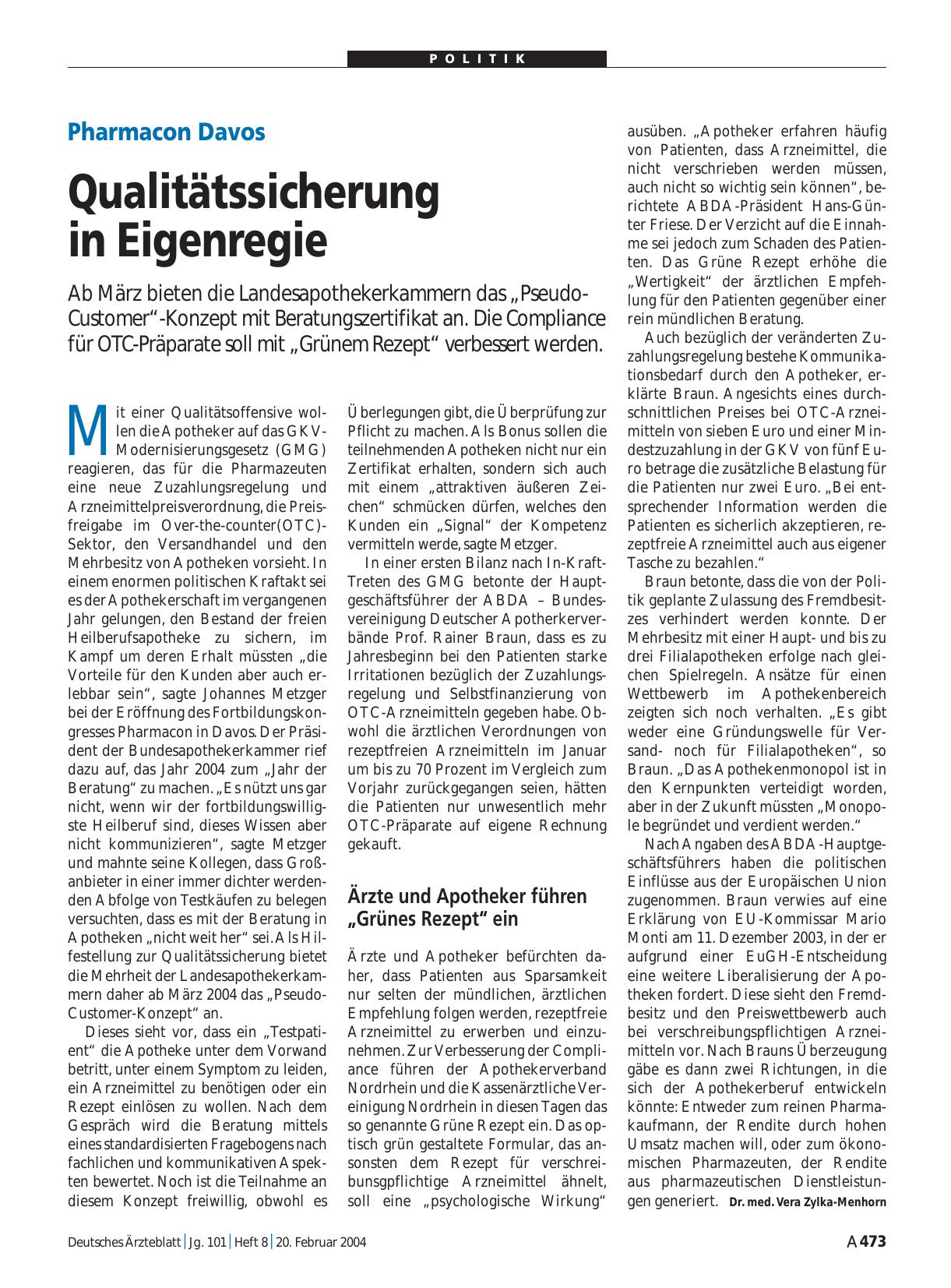 Vorschauseite 1: Pharmacon Davos: Qualitätssicherung in Eigenregie