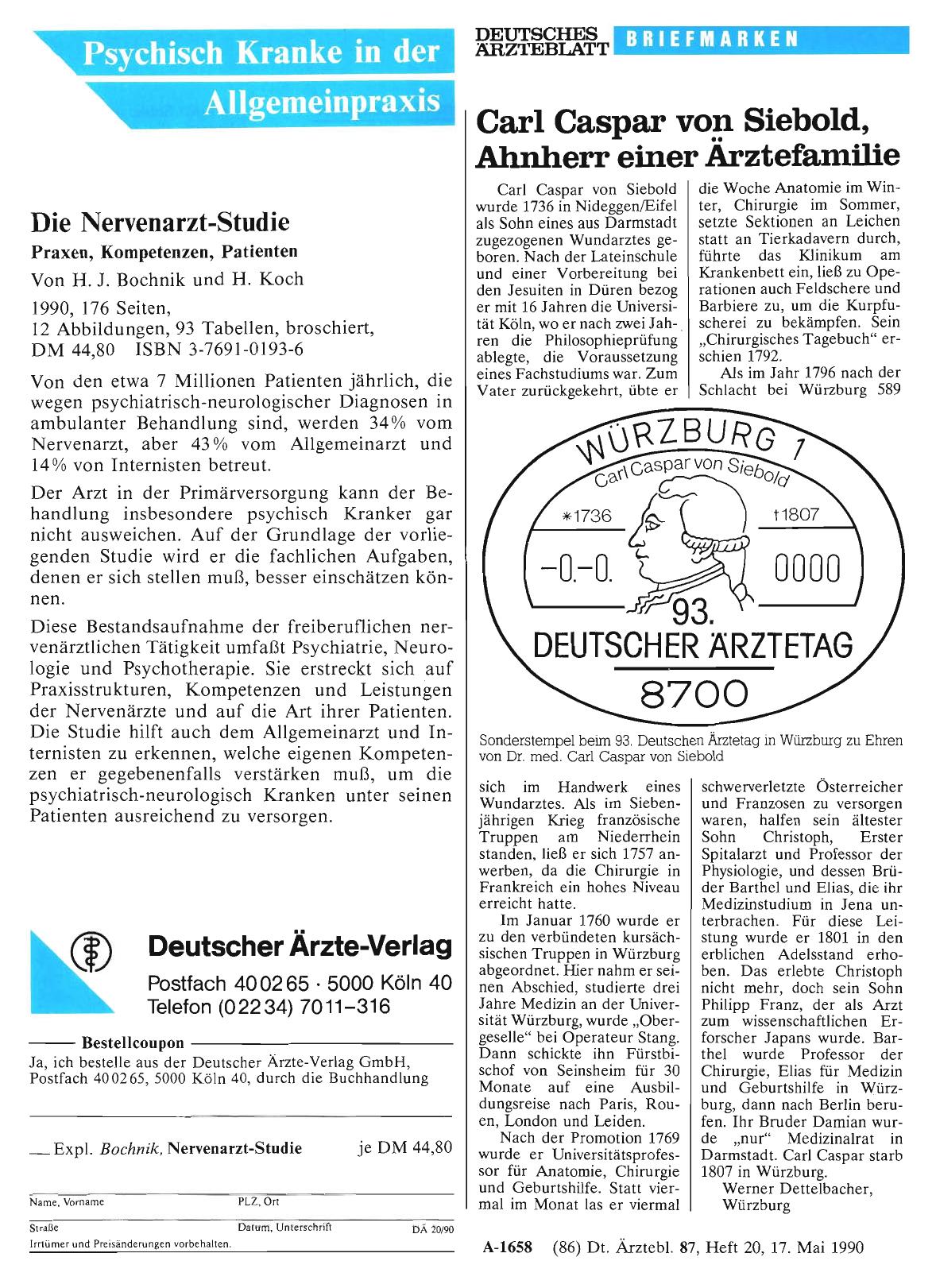Vorschauseite 1: Carl Caspar von Siebold, Ahnherr einer Ärztefamilie