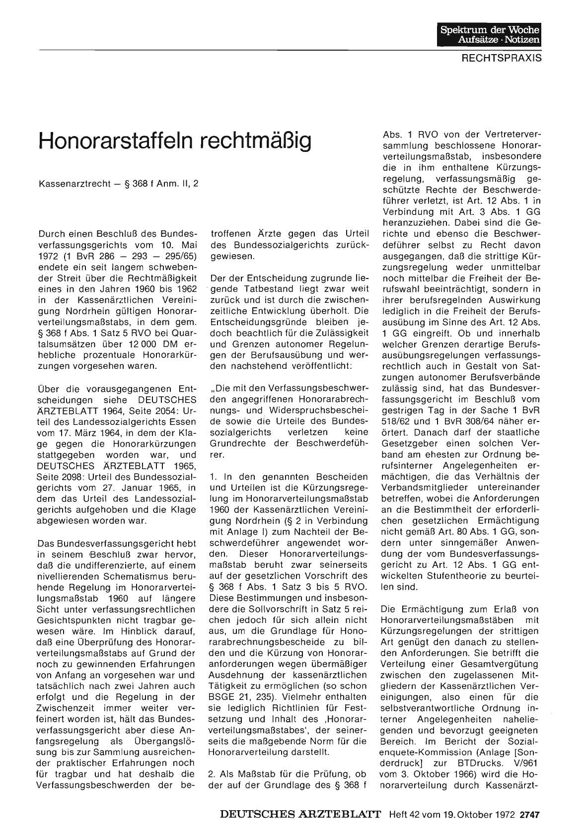 Vorschauseite 1: Honorarstaffeln rechtmäßig