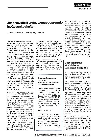 Vorschauseite 1: Jeder zweite Bundestagsabgeordnete ist Gewerkschafter