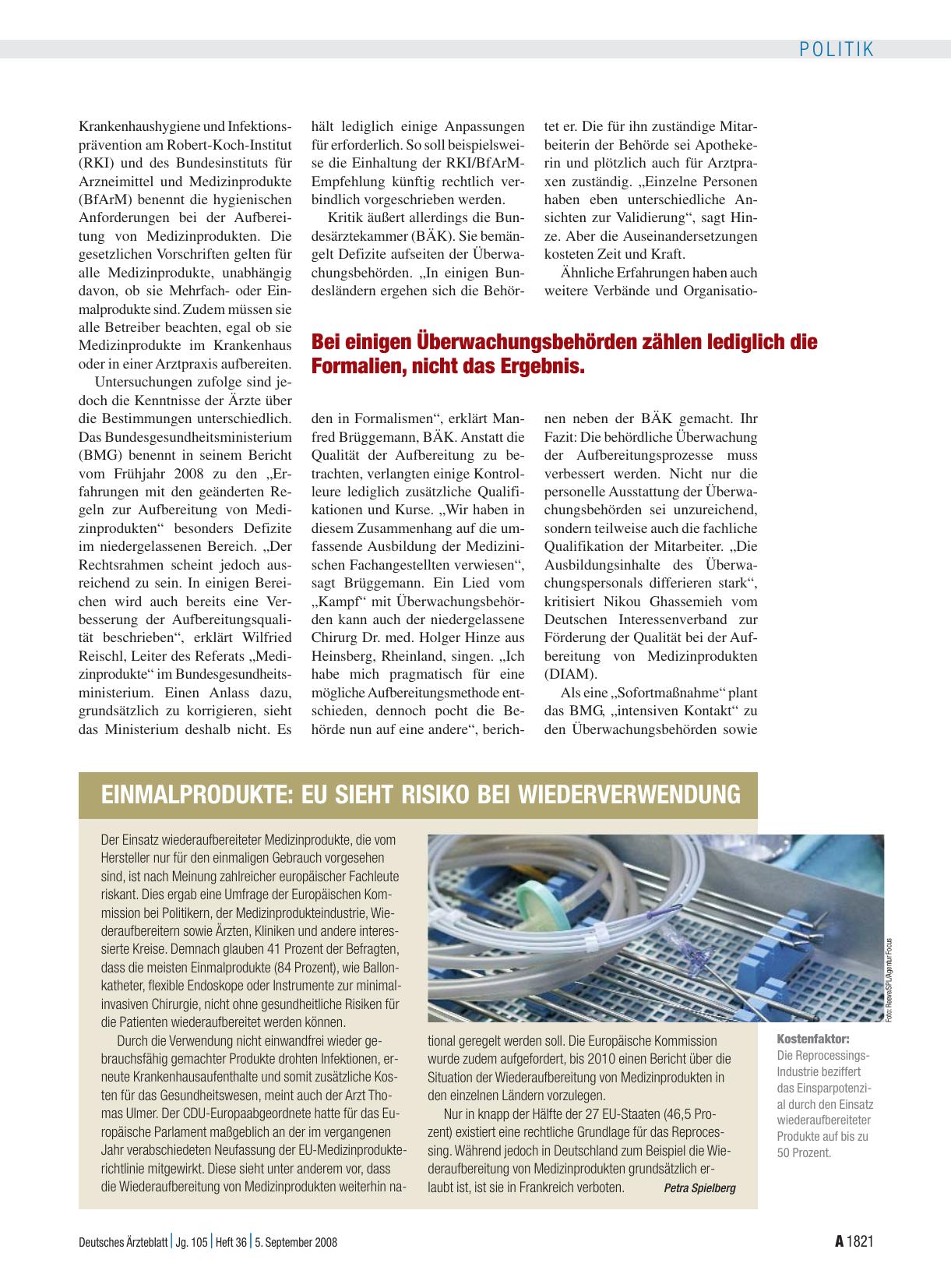Vorschauseite 1: Einmalprodukte: EU sieht Risiko bei Wiederverwendung