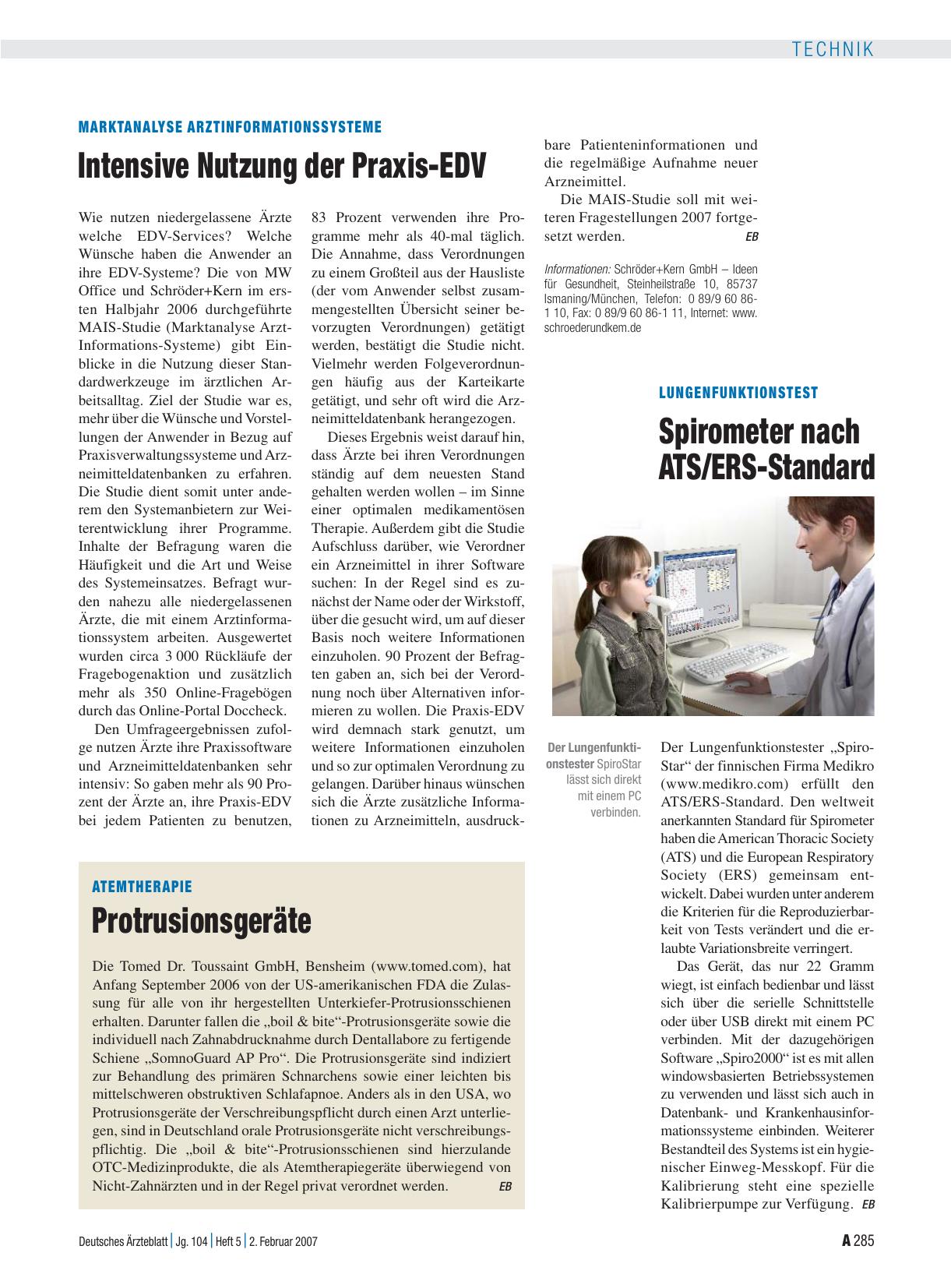 Vorschauseite 1: Lungenfunktionstest: Spirometer nach ATS/ERS-Standard