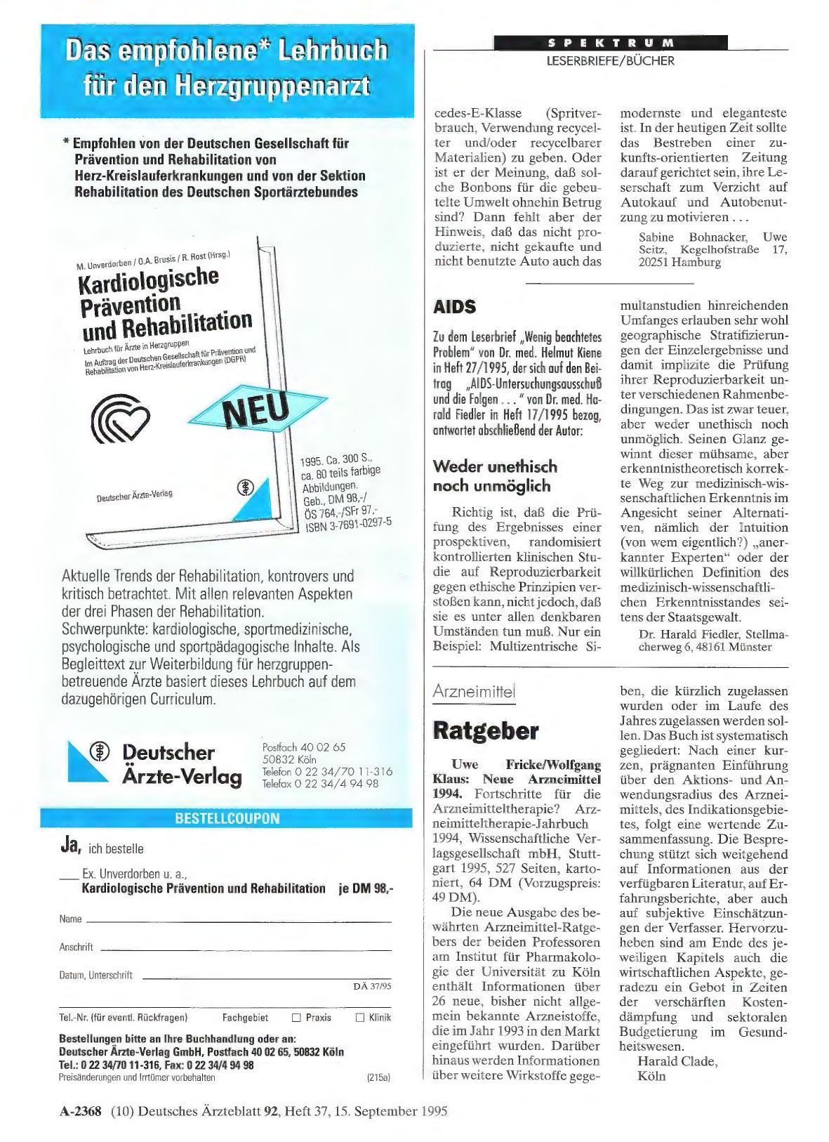 Vorschauseite 1: AIDS: Weder unethisch noch unmöglich