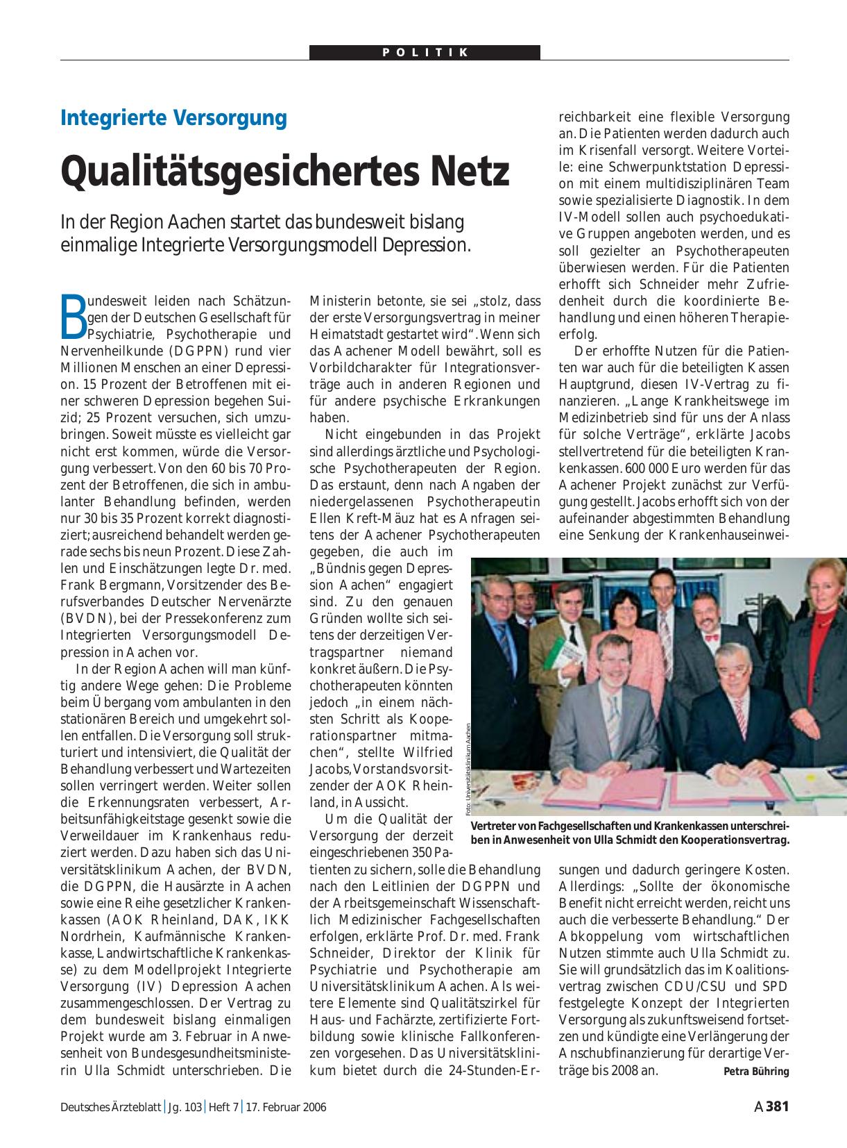 Vorschauseite 1: Integrierte Versorgung: Qualitätsgesichertes Netz