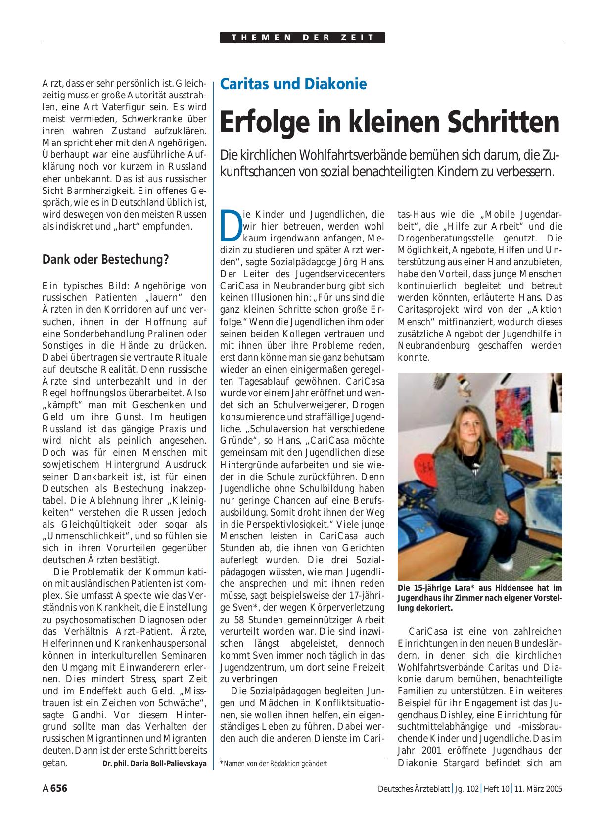 Vorschauseite 1: Caritas und Diakonie: Erfolge in kleinen Schritten