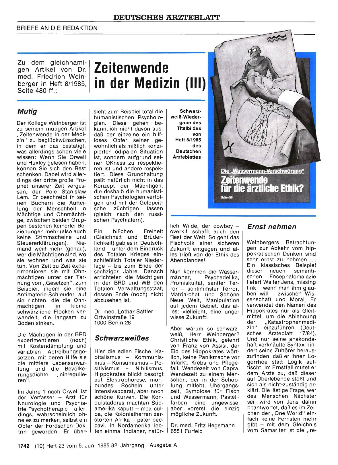 Vorschauseite 1: Zeitenwende in der Medizin (III): Mutig