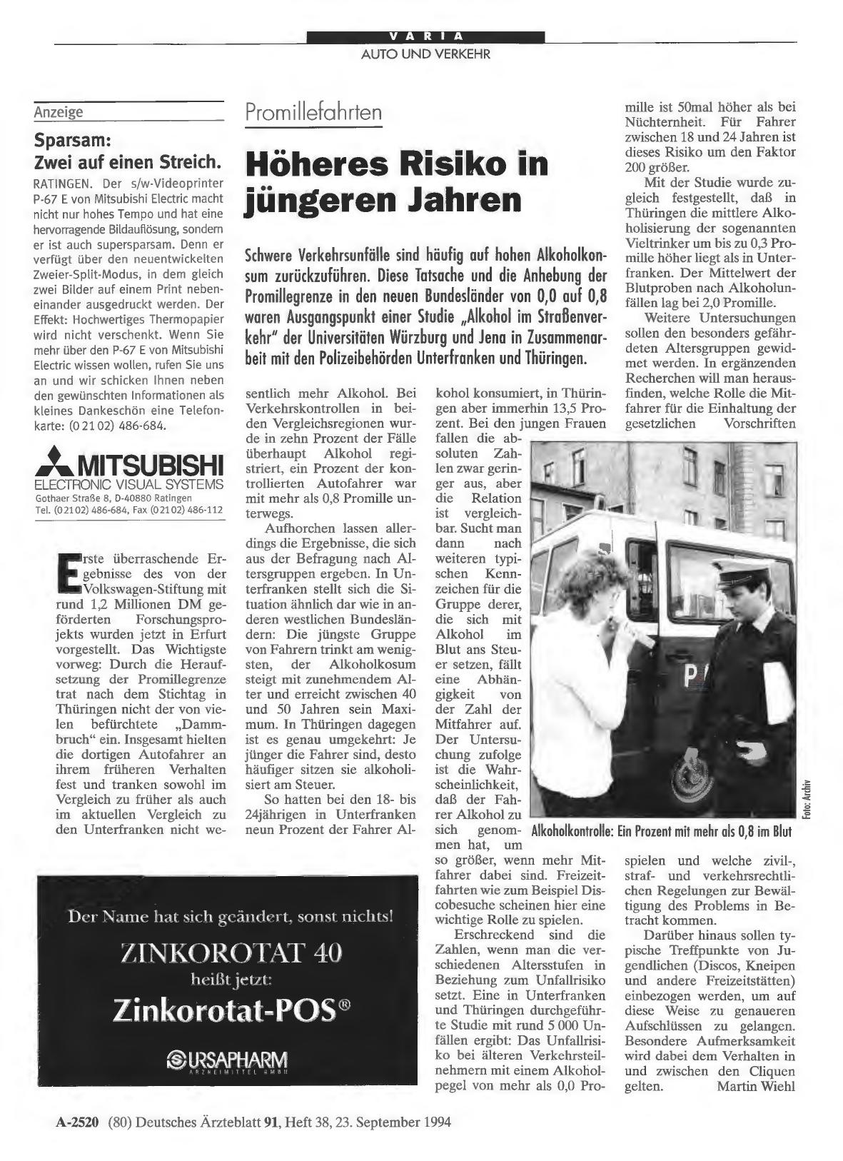 Vorschauseite 1: Promillefahrten: Höheres Risiko in jüngeren Jahren