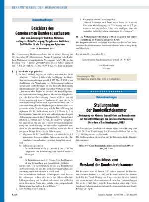 Vorschauseite 1: Beschluss vom Vorstand der Bundesärztekammer