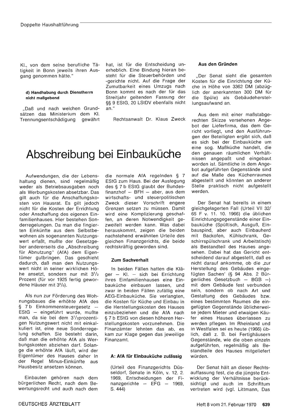 Vorschauseite 1: Abschreibung bei Einbauküche
