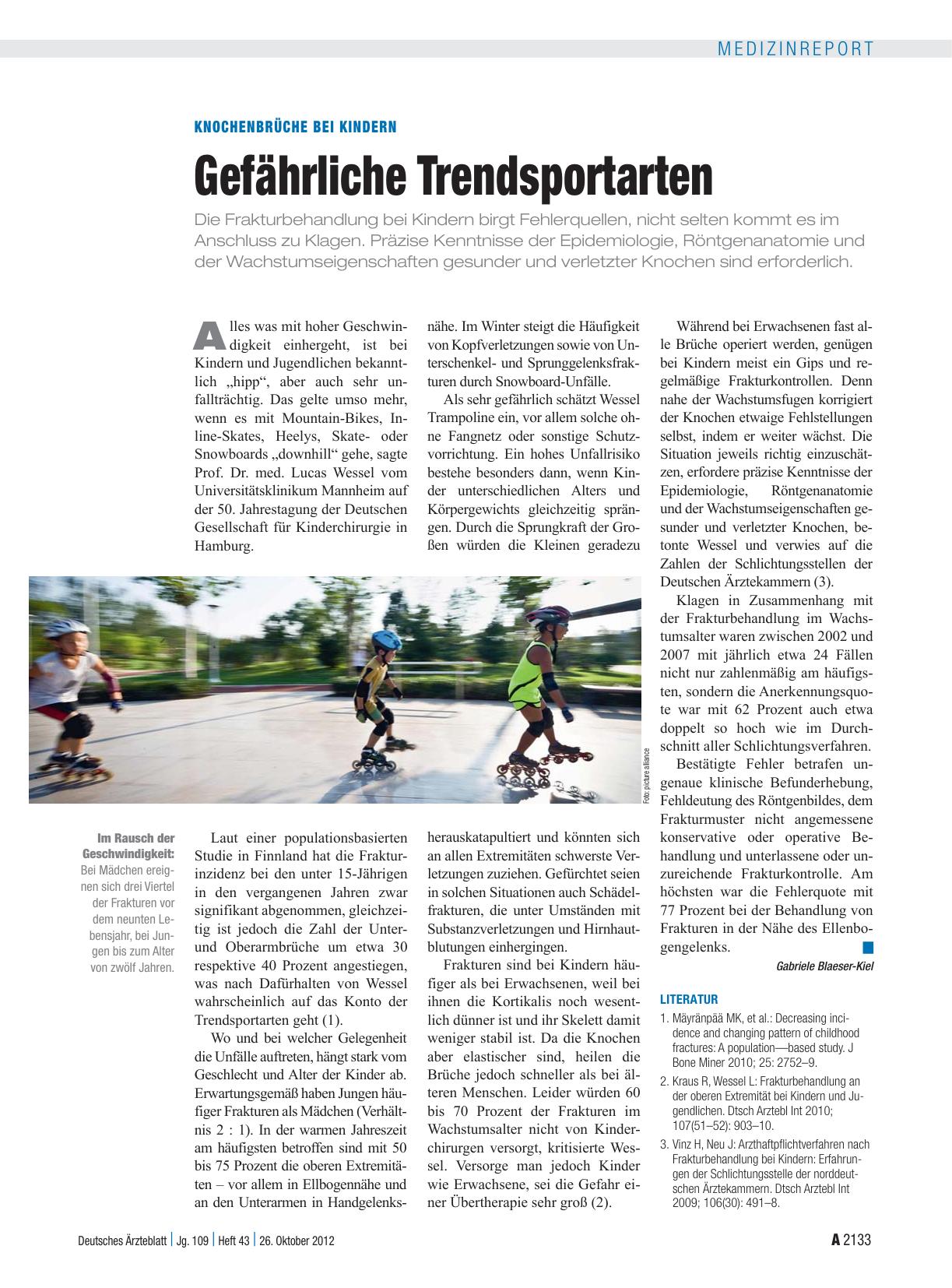 Vorschauseite 1: Knochenbrüche bei Kindern: Gefährliche Trendsportarten