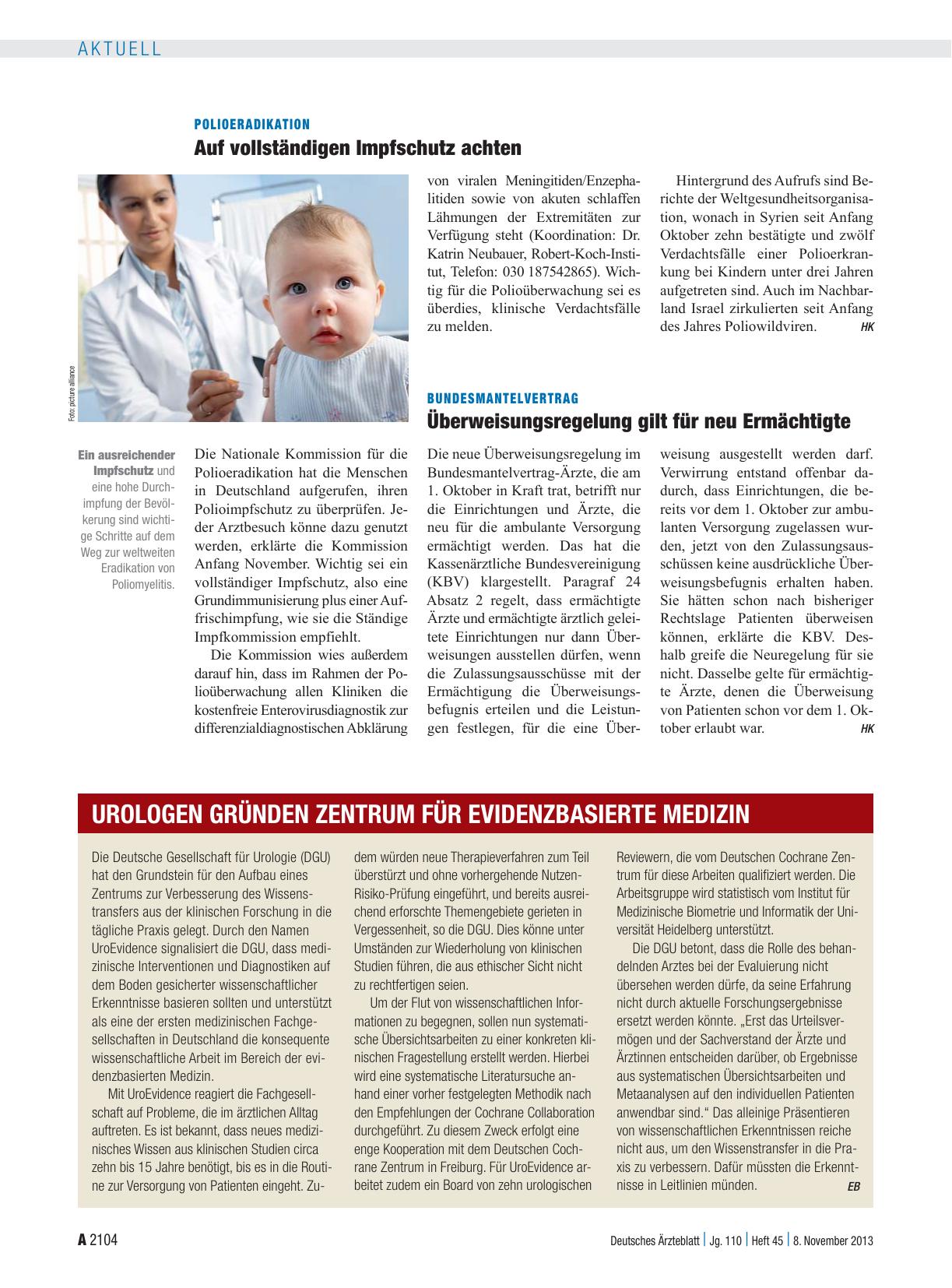 Vorschauseite 1: Urologen gründen Zentrum für evidenzbasierte Medizin