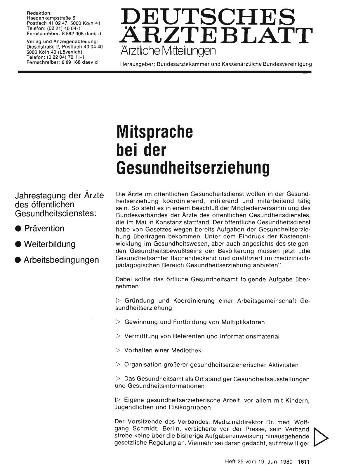 Vorschauseite 1: Mitsprache bei der Gesundheitserziehung