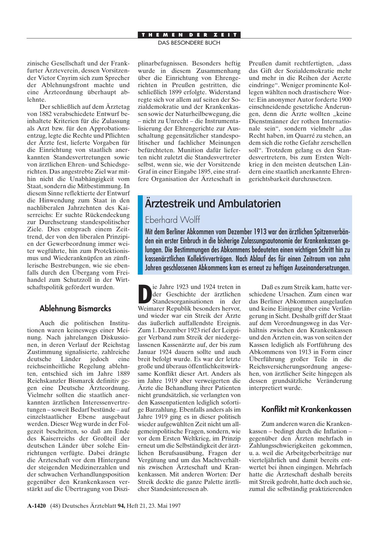 Vorschauseite 1: Ärztestreik und Ambulatorien