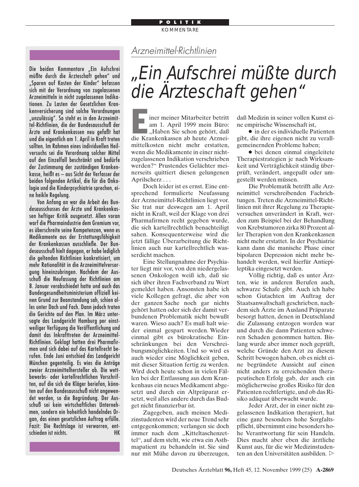 Vorschauseite 1: Kommentare zum Thema „Verordnung von zugelassenen Arzneimitteln in nicht zugelassenen: Indikationen“