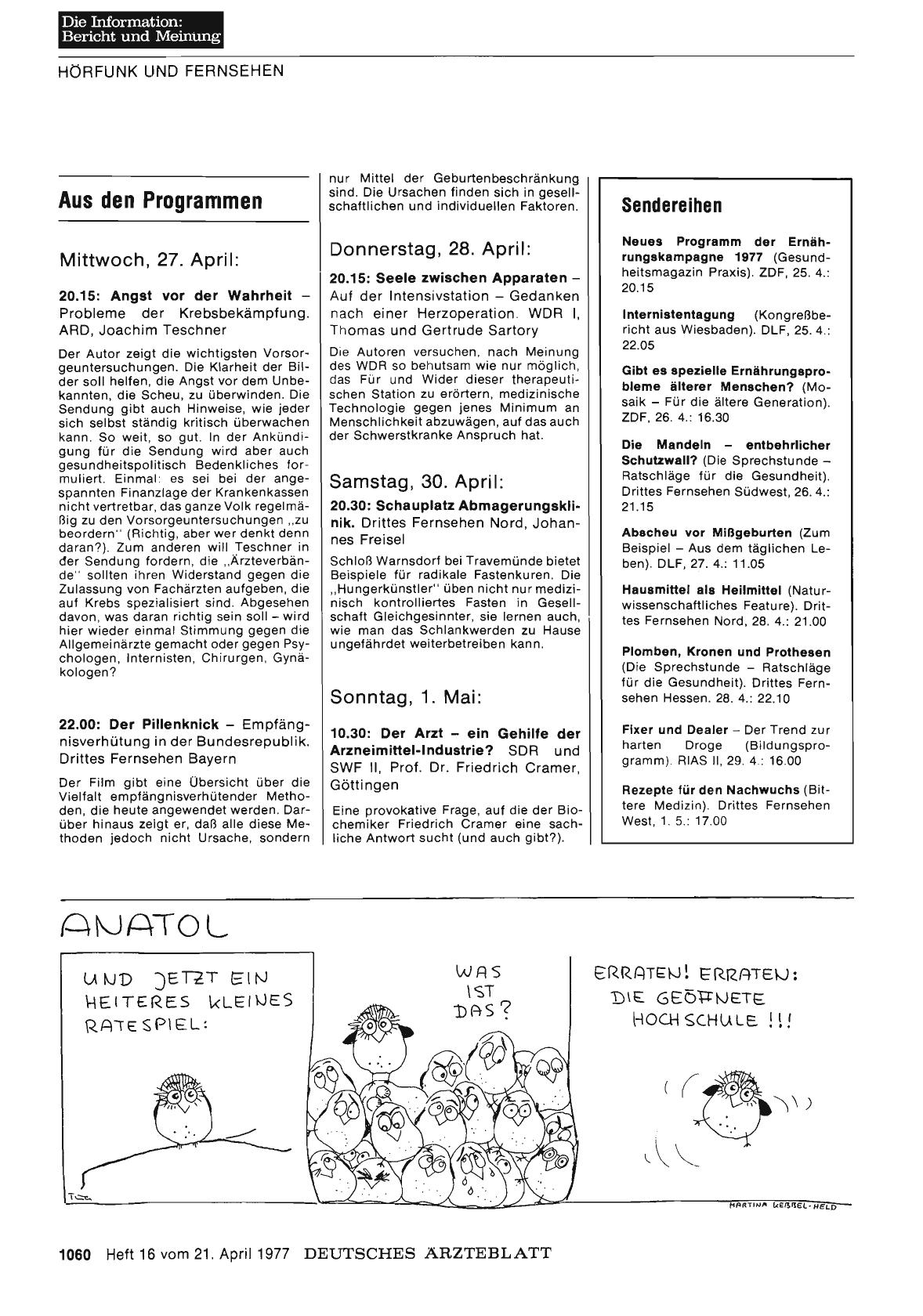 Vorschauseite 1: Aus den Programmen