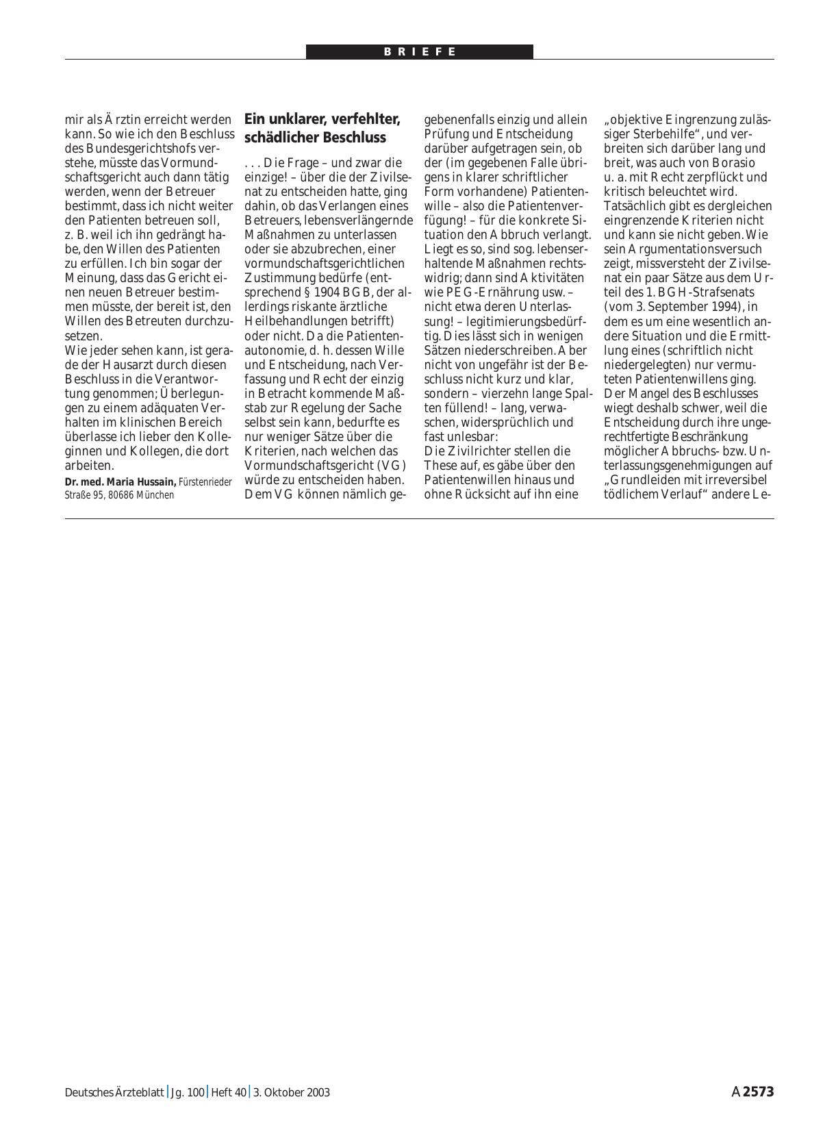 Vorschauseite 1: Patientenverfügung: Ein unklarer, verfehlter, schädlicher Beschluss