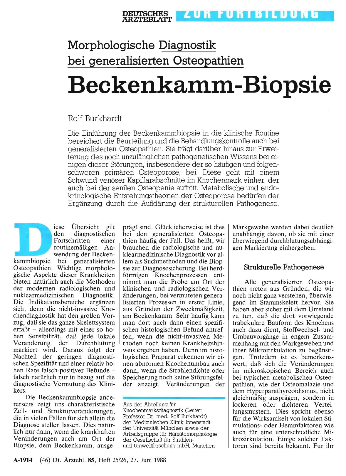 Vorschauseite 1: Morphologische Diagnostik bei generalisierten Osteopathien: Beckenkamm-Biopsie
