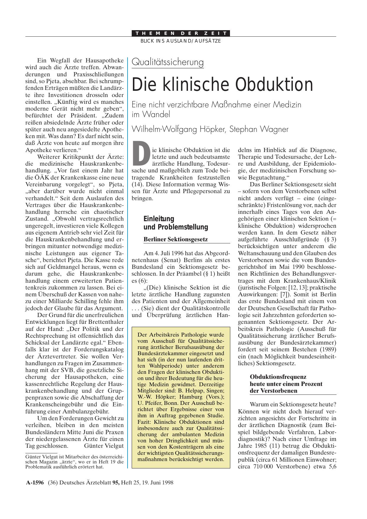 Vorschauseite 1: Qualitätssicherung: Die klinische Obduktion