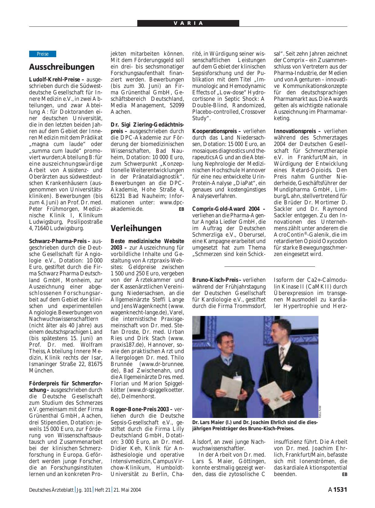 Vorschauseite 1: Ausschreibungen