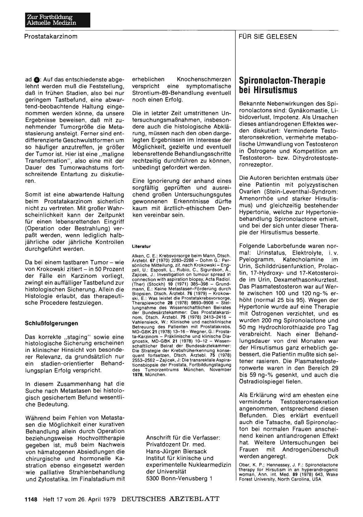 Vorschauseite 1: Spironolacton-Therapie bei Hirsutismus