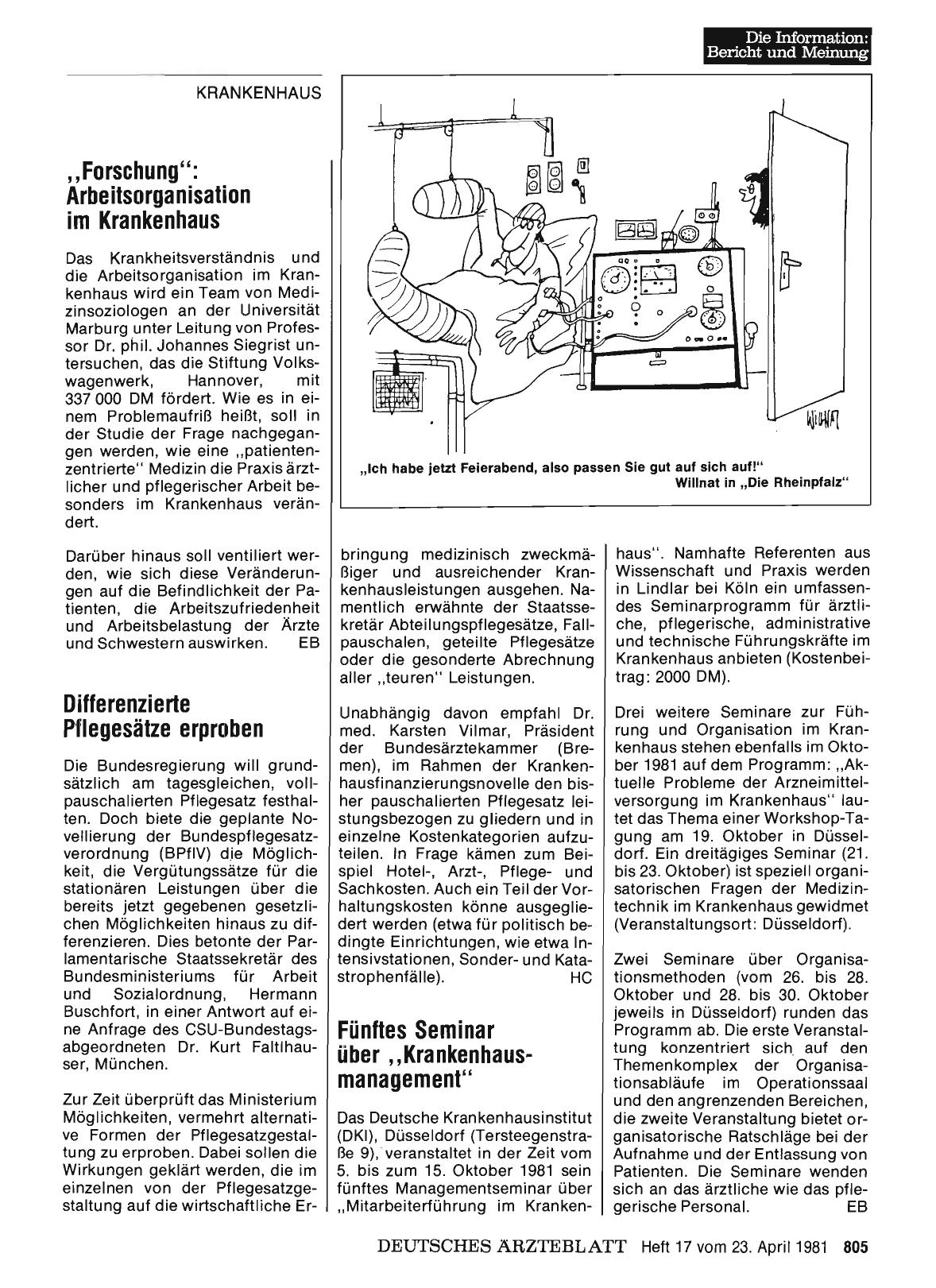 Vorschauseite 1: „Forschung”: Arbeitsorganisation im Krankenhaus