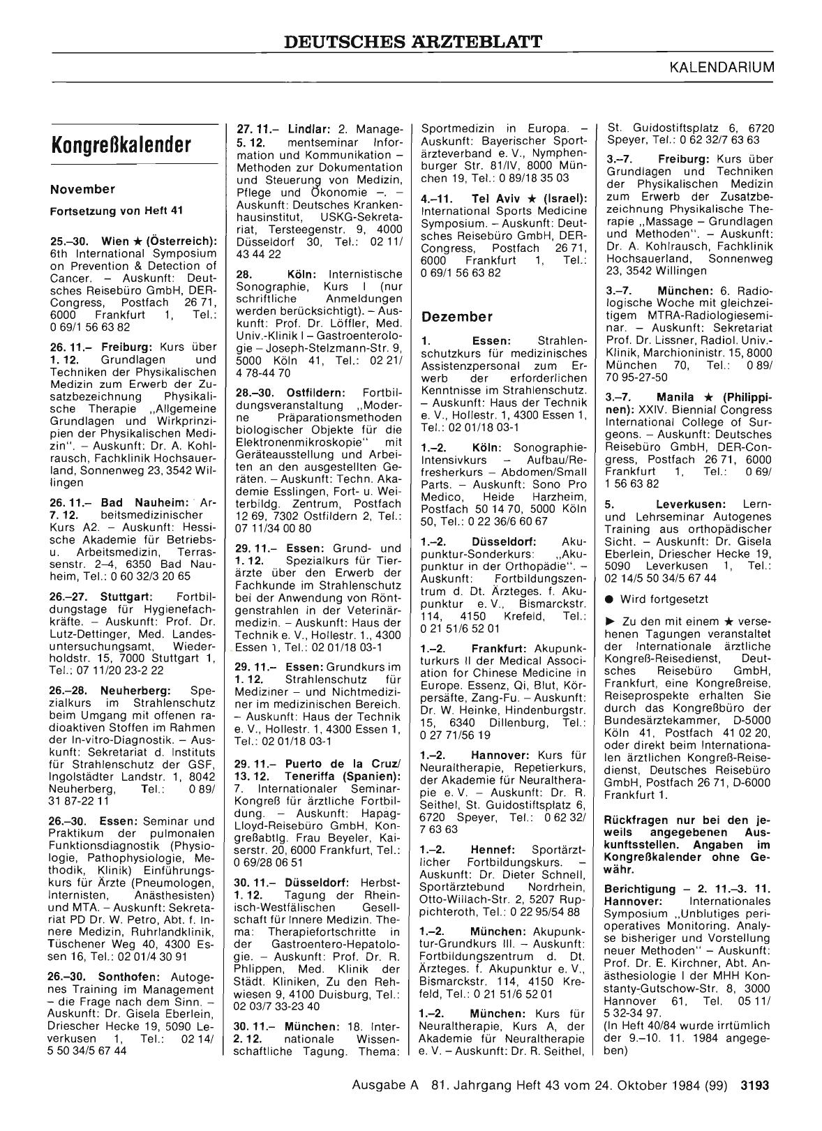 Vorschauseite 1: Kongreßkalender