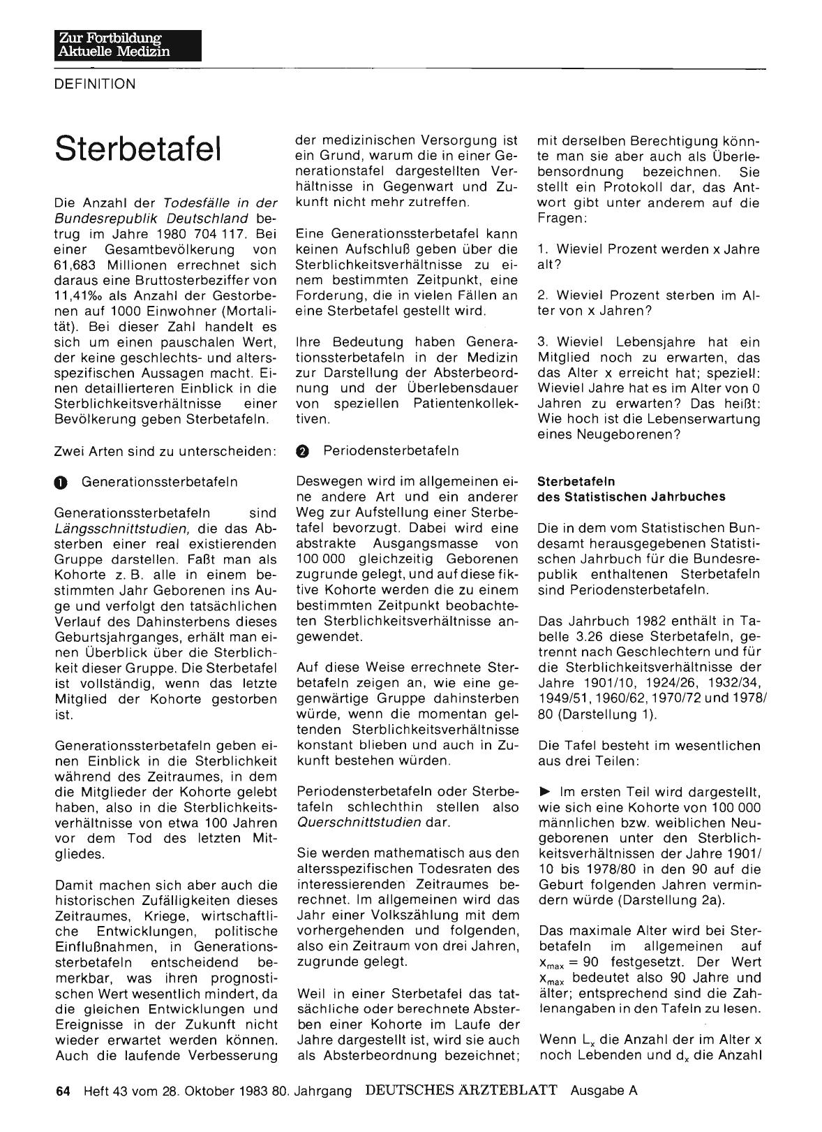Vorschauseite 1: Sterbetafel