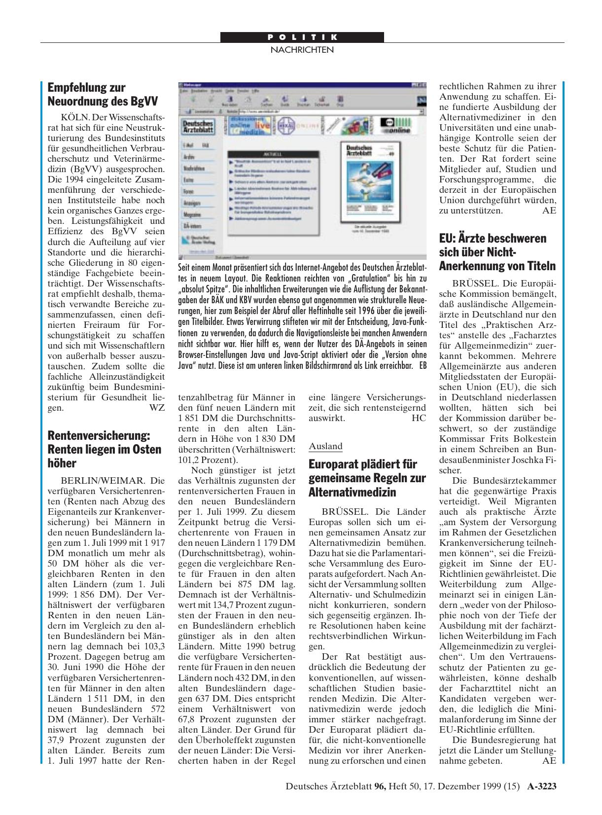 Vorschauseite 1: Europarat plädiert für gemeinsame Regeln zur Alternativmedizin