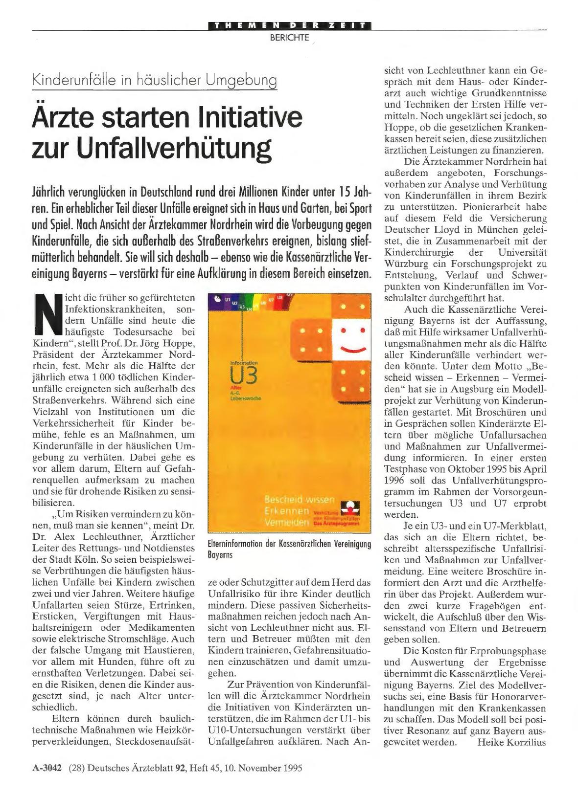 Vorschauseite 1: Kinderunfälle in häuslicher Umgebung: Ärzte starten Initiative zur Unfallverhütung