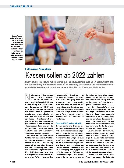 Vorschauseite 1: Nichtinvasive Pränataltests: Kassen sollen ab 2022 zahlen