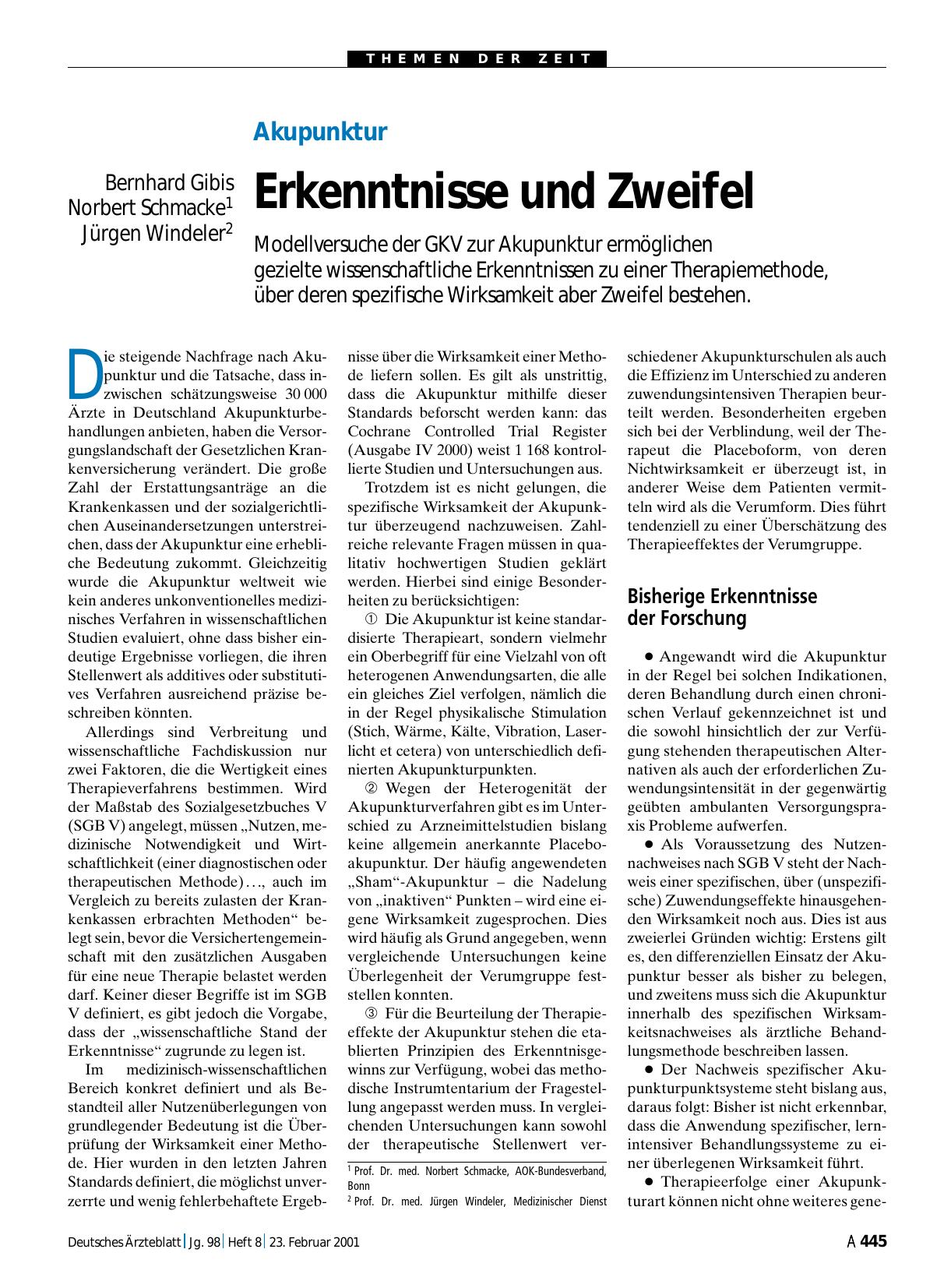 Vorschauseite 1: Akupunktur: Erkenntnisse und Zweifel