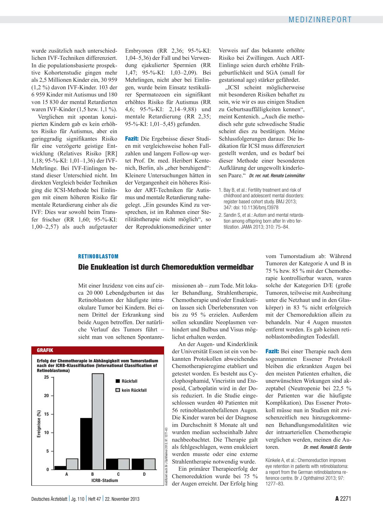 Vorschauseite 1: Retinoblastom: Die Enukleation ist durch Chemoreduktion vermeidbar